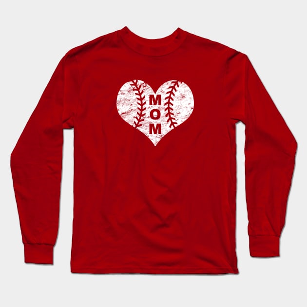 Baseball Mom Heart LOVE BASEBALL Vintage Distressed Long Sleeve T-Shirt by TeeCreations